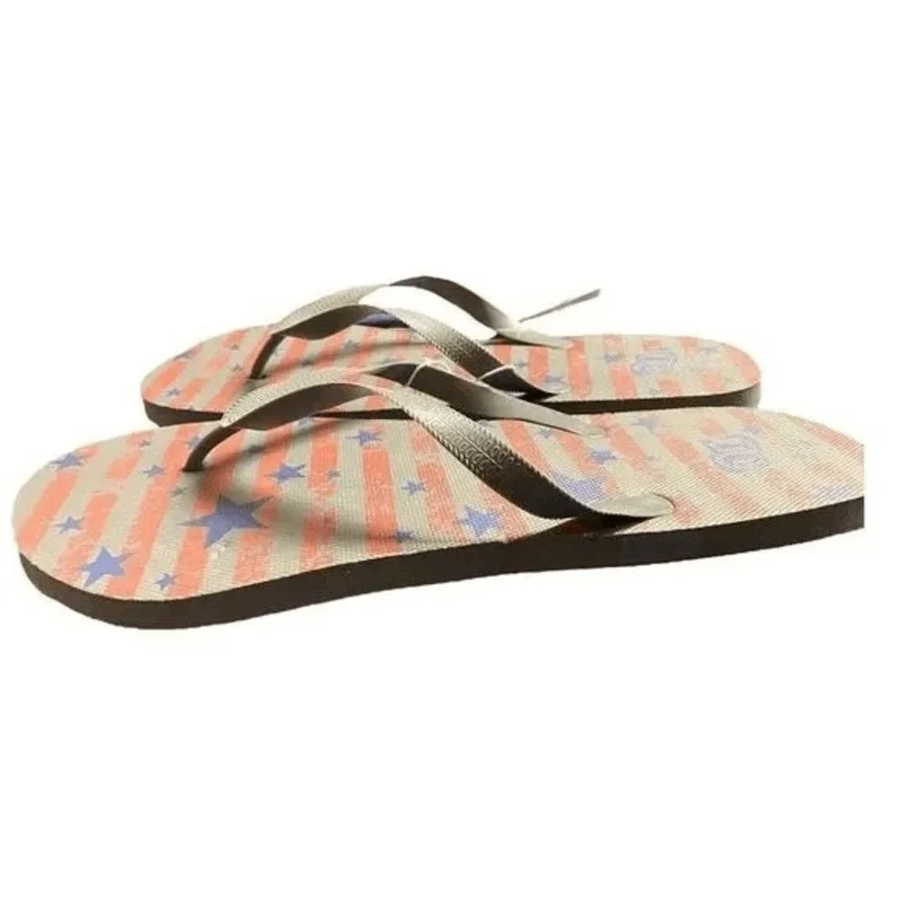 OT Revolution Flip Flops LG Grey‎ Blue Stars Patriotic Slip On July 4th Casual